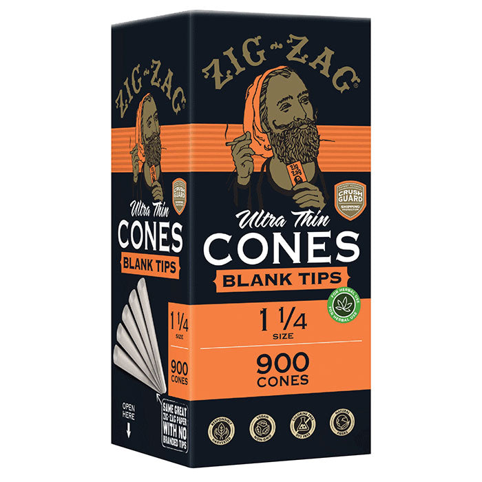 Zig-Zag 0.5 Gram 1 1/4 Blank Tip Ultra Thin Bulk Cones - 900 Cone Carton - Case of 6 Cartons