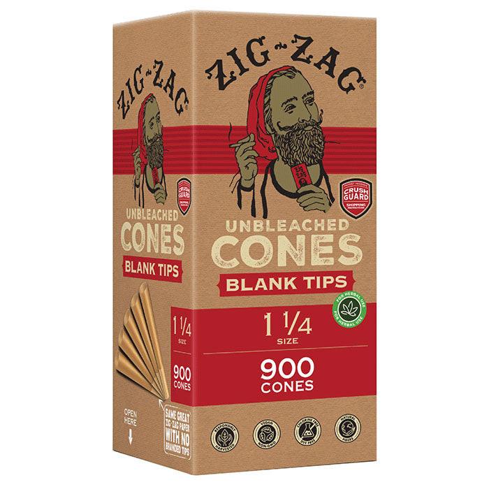 Zig-Zag 0.5 Gram 1 1/4 Blank Tip Bulk Unbleached Cones - 900 Cone Carton - Case of 6 Cartons