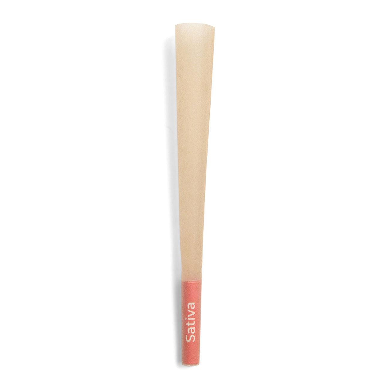 Custom Cones USA 98mm Designer Pre-Rolled Cones, Natural Brown Paper with Sativa Branded Tip - Case of 800