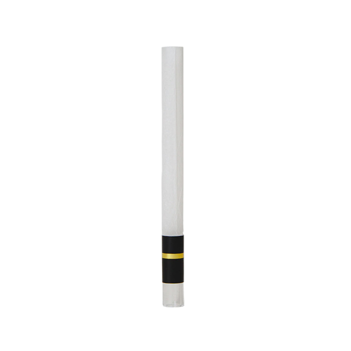 Custom Cones USA 109mm Refined White Paper Pre-Roll Tube With 9mm Wide Glass Tip, Black Band with Gold Stripe - Pack of 70