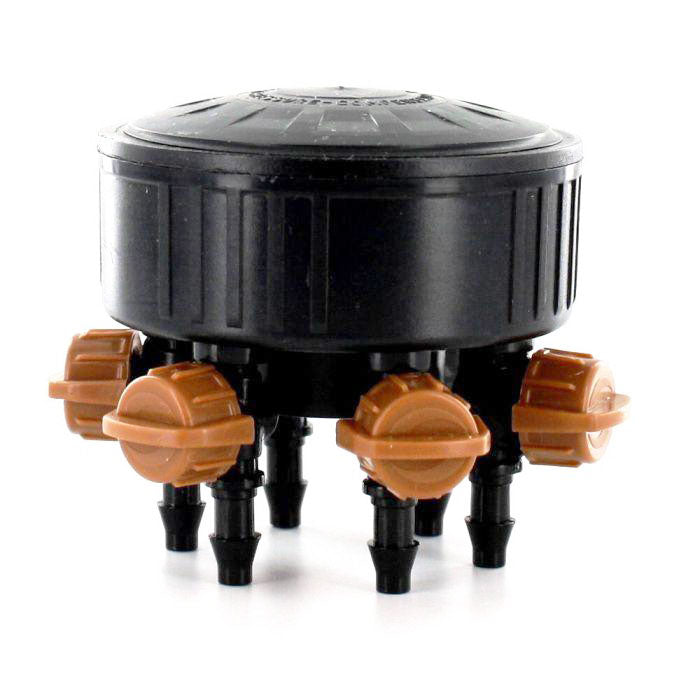 DIG 6-Outlet Adjustable Drip Manifold, 1/2 Inch FPT, 0-20 GPH - Pack of 15