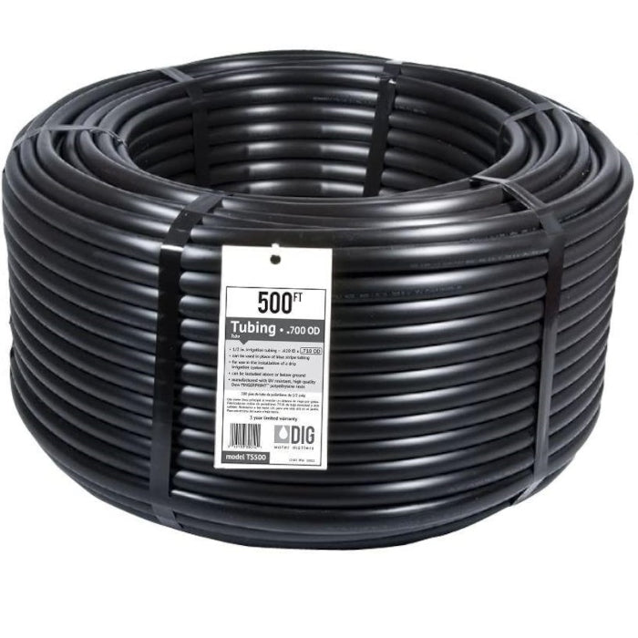 DIG 1/2 Inch Polyethylene Distribution Tubing, Black, .620 Inch ID x .710 Inch OD - 500 Feet - Pack of 2