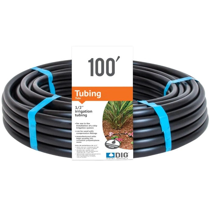 DIG 1/2 Inch Polyethylene Distribution Tubing, Black, 0.620 Inch ID x .710 Inch OD - 100 Feet - Pack of 7