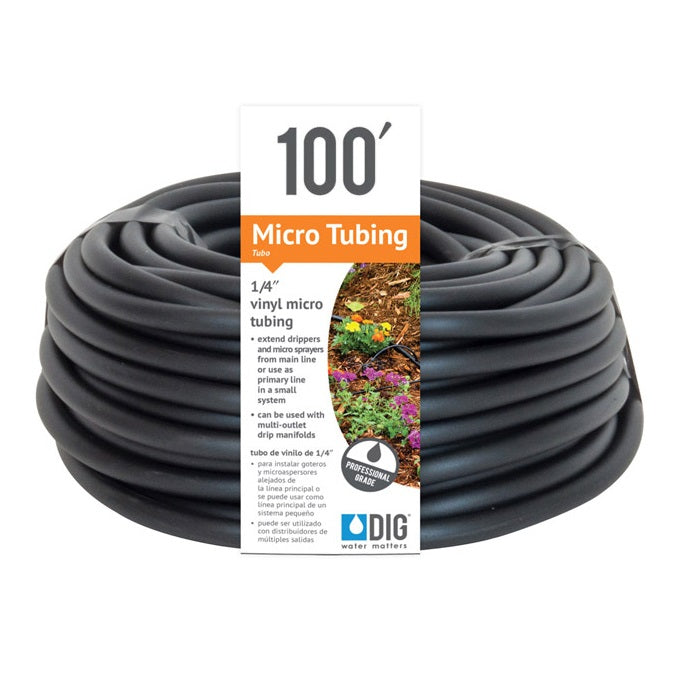 DIG 1/4 Inch Vinyl Distribution Tubing, Black, 0.160 Inch ID x 0.220 Inch OD - 100 Feet - Pack of 9
