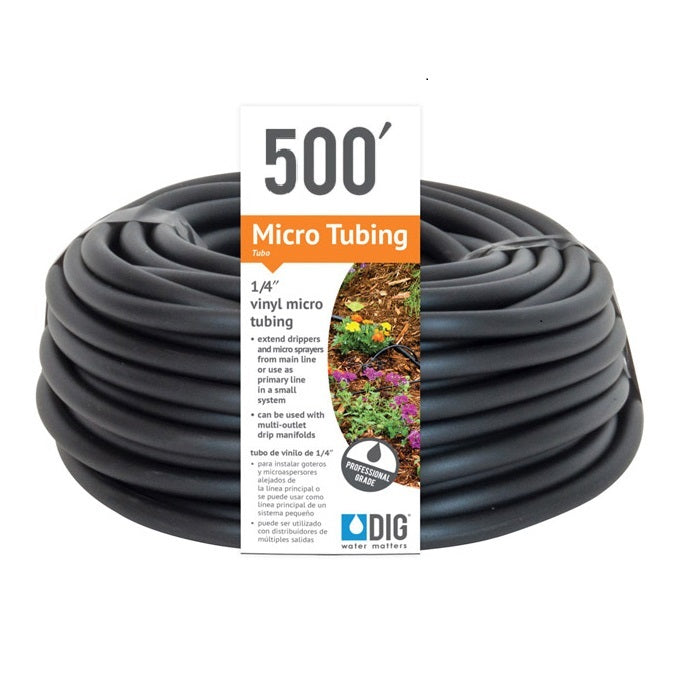 DIG 1/4 Inch Vinyl Distribution Tubing, Black, 0.160 Inch ID x 0.220 Inch OD - 500 Feet - Pack of 2