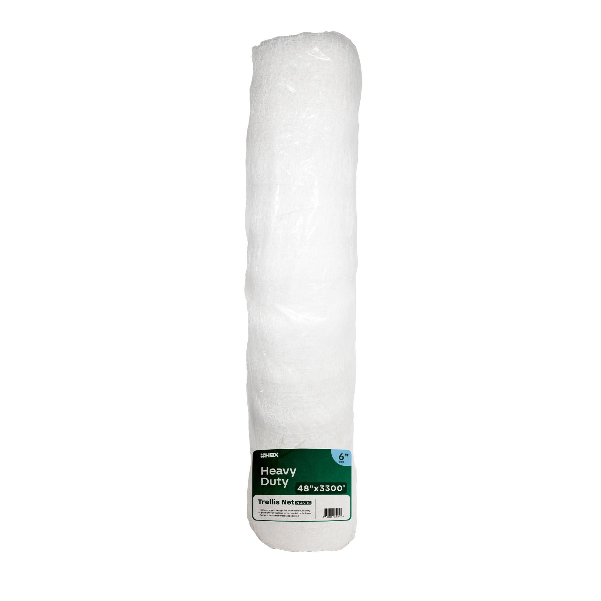 HBX Heavy-Duty Plastic Garden Trellis Netting, 6 Inch Square, 48 Inch x 3330 Foot