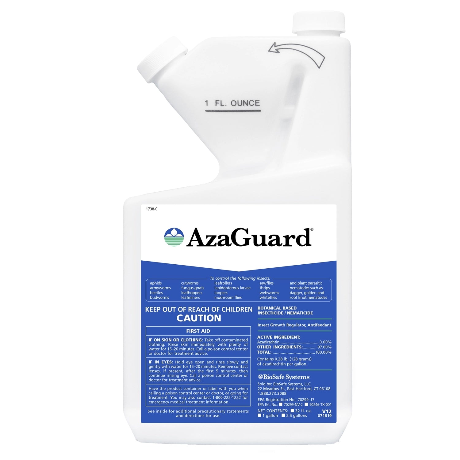 BioSafe AzaGuard Insecticide & Nematicide, 1 Quart