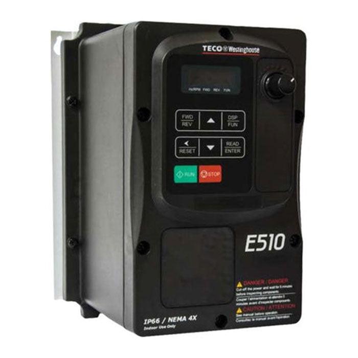 Patterson Fans Teco Westinghouse E510 Variable Speed Drive AC Drive Controller, 1 & 3 Phase, 230 Volt - 1 HP