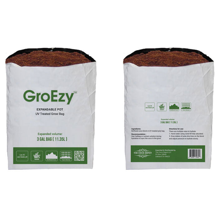 The Coco Depot GroEzy Expandable Pot in UV Treated Grow Bag, 3 Gallon - Pack of 25