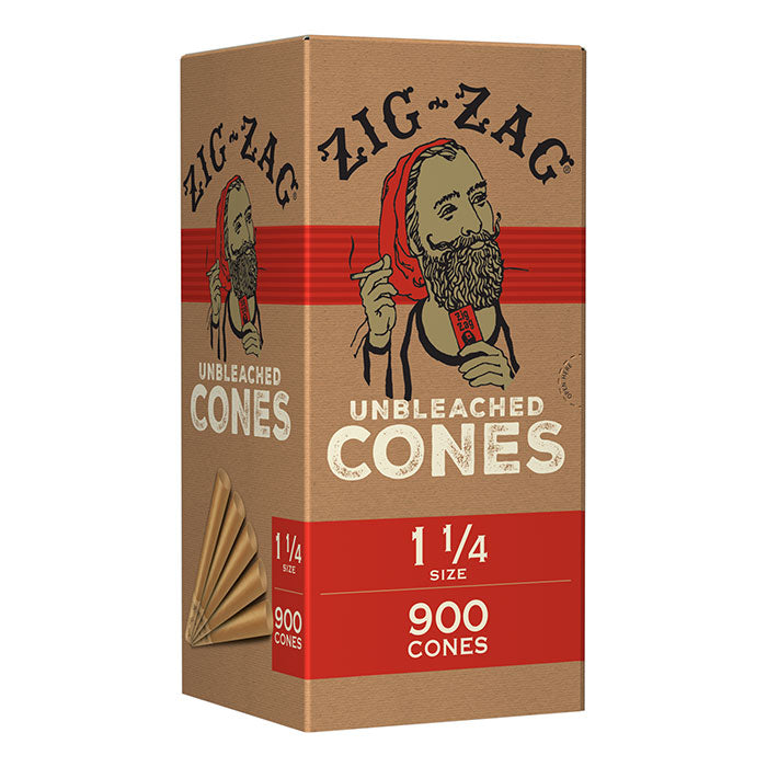 Zig-Zag 0.5 Gram 1 1/4 Bulk Unbleached Cones - 900 Cone Carton - Case of 6 Cartons