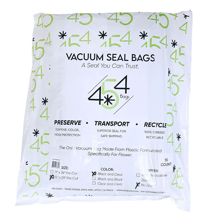 454 Bags Vacuum Seal Storage Bags, 5 mil, 15 Inch x 20 Inch, Black & Clear - Pack of 250