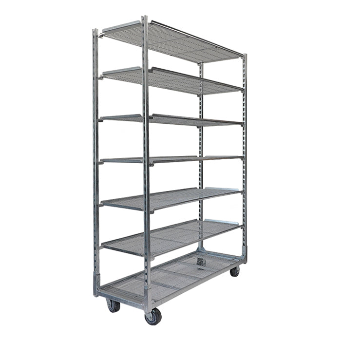 DL Wholesale Mobile Metal Plant Trolley With 4 Casters, Galvanized Steel, 59 Inch x 22 Inch x 88 Inch