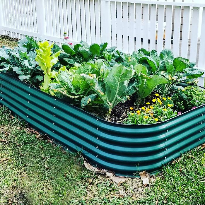 Vego Garden 17 Inch Tall 10 in 1 Modular Metal Raised Garden Bed Kit - Pearl White