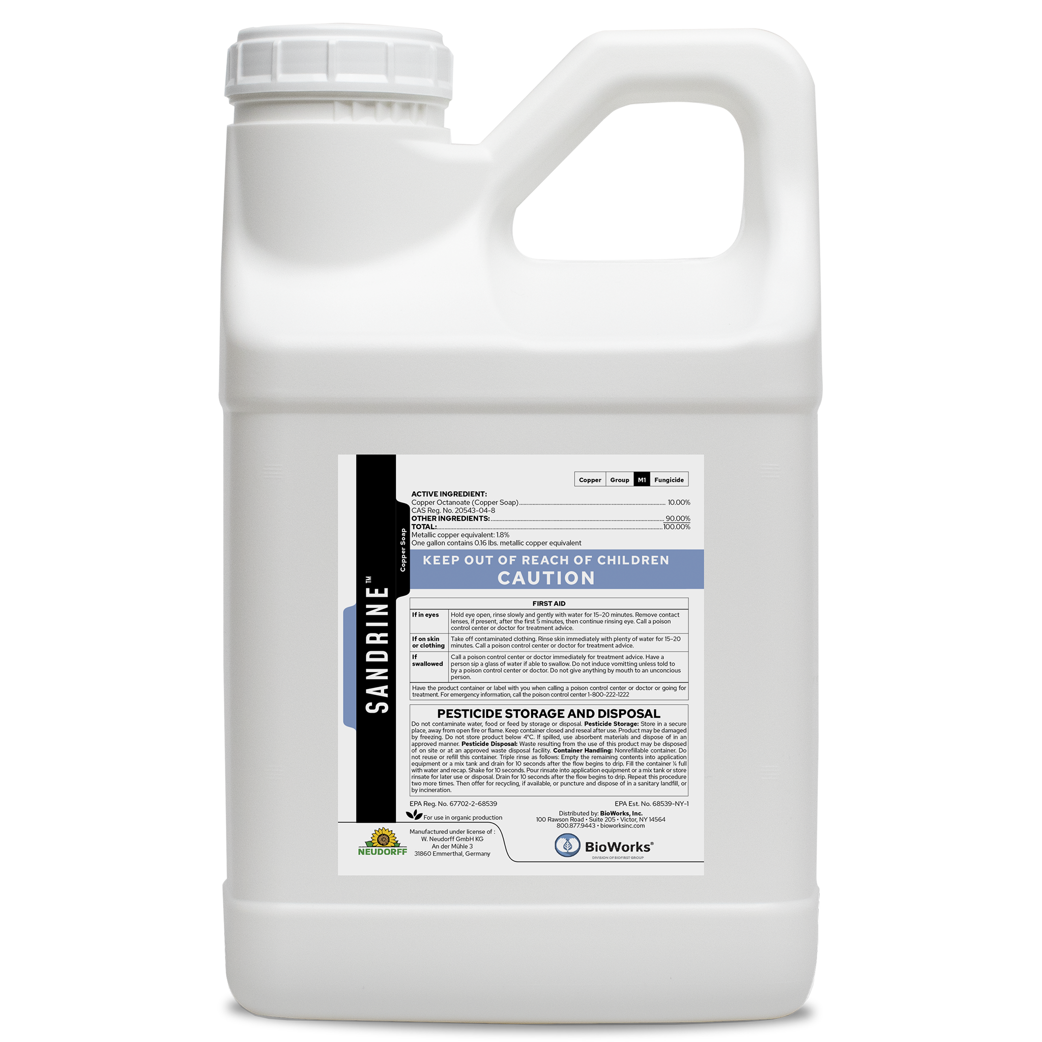 BioWorks Sandrine Organic Copper Soap Fungicide Concentrate, 1 Gallon