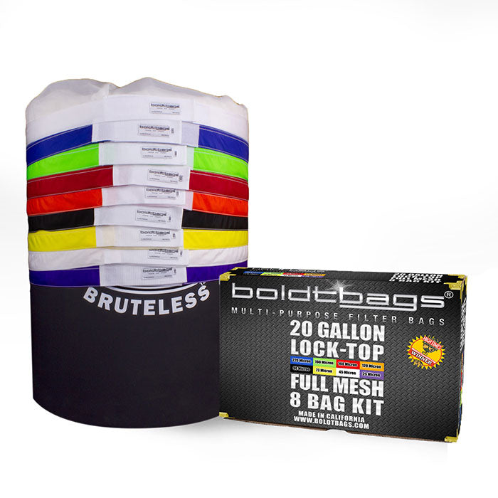 Boldtbags Lock-Top Full Mesh Stacker Bubble Bags, 20 Gallon 8 Bag Kit