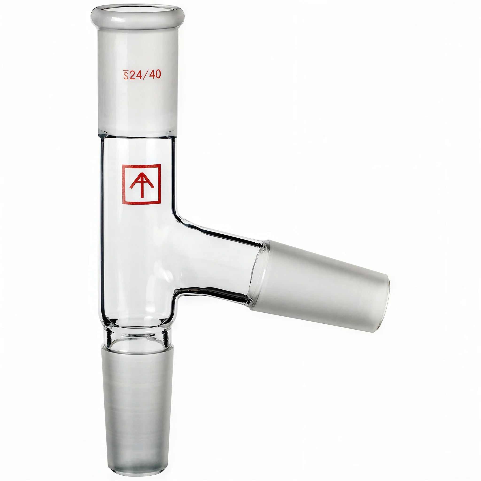 Across International 24/40 Joint 75 Degree Glass Three-Way Tee Adapter