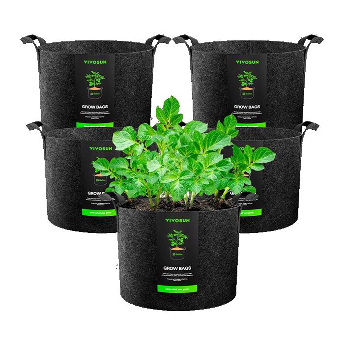 Vivosun Thick Nonwoven Fabric Pot with Handles, 25 Gallon, Pack of 5