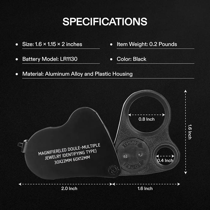 Vivosun 30x-60x Jewelers Loupe Magnifier with LED Light