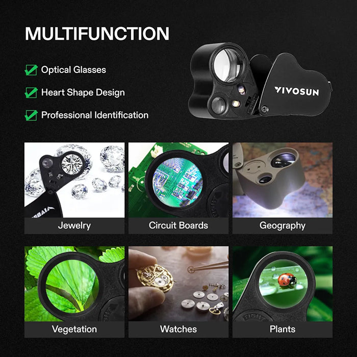 Vivosun 30x-60x Jewelers Loupe Magnifier with LED Light