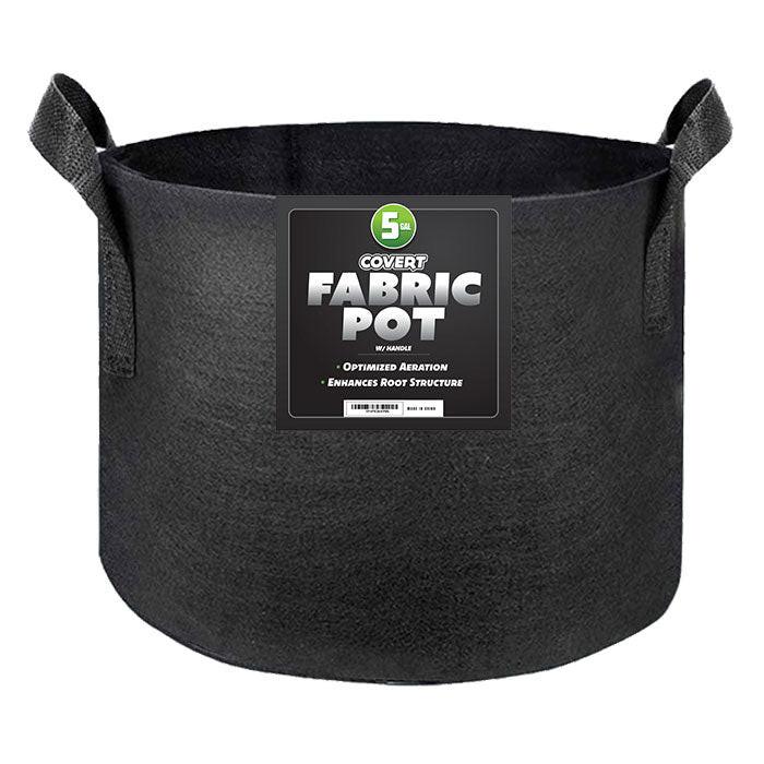 Covert Fabric Pot with Handle, 5 Gallon - Black