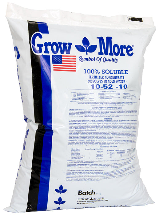 Grow More High Foss Water Soluble Fertilizer 10-52-10, 25 lb.