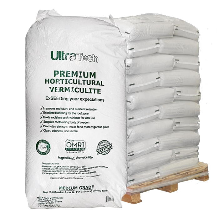 Ultra Tech Premium Horticultural Vermiculite, Medium Grade, 4 Cubic Feet - Pallet 33