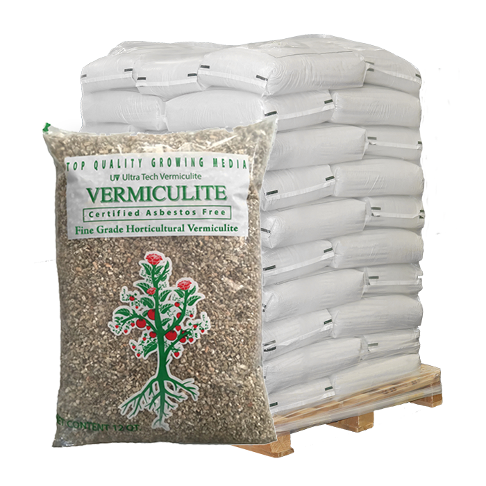 Ultra Tech Premium Horticultural Vermiculite, Fine Grade, 12 Quarts - Pallet of 56