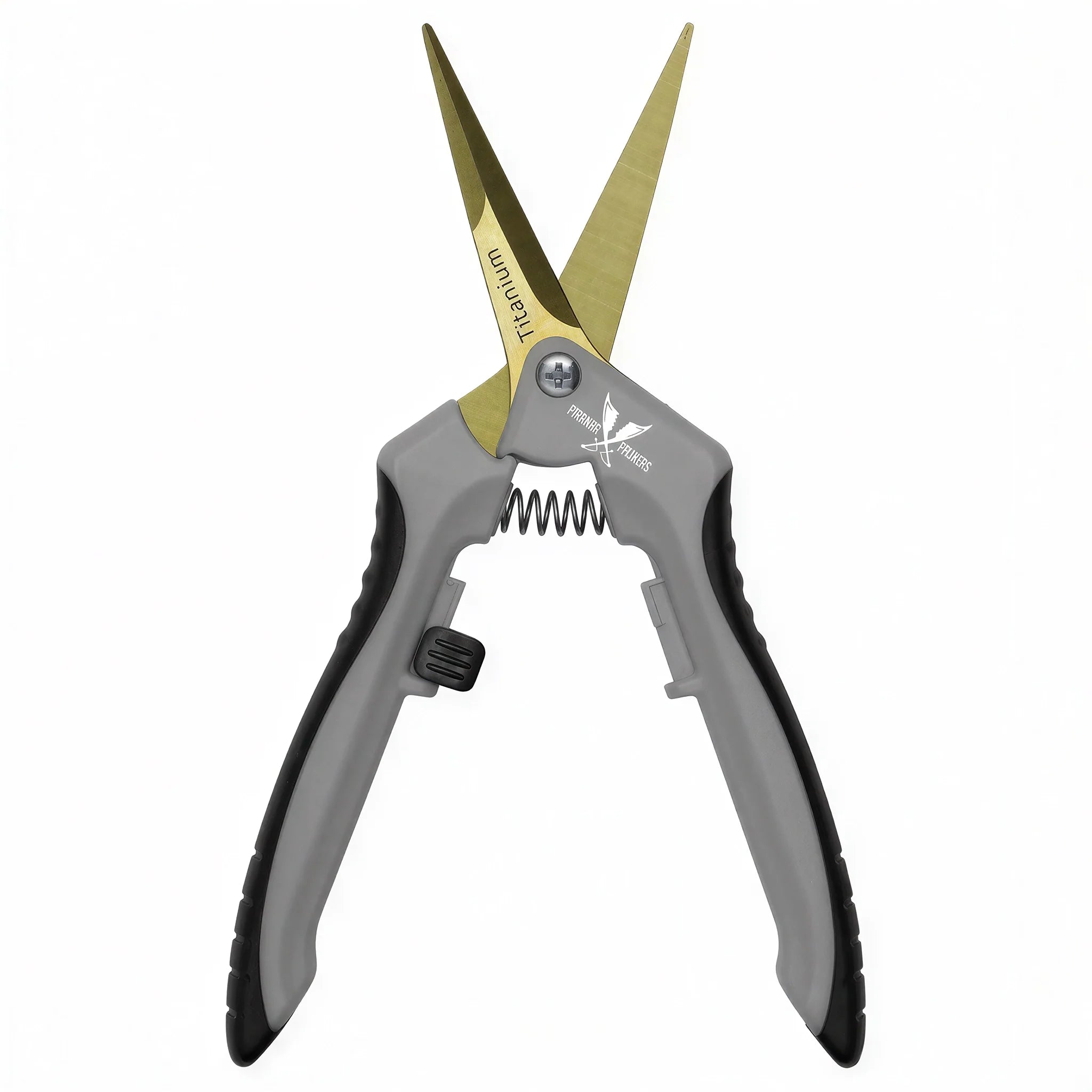 DL Wholesale Piranha Pruner Curved Blade Titanium Trimming Scissors, Gray