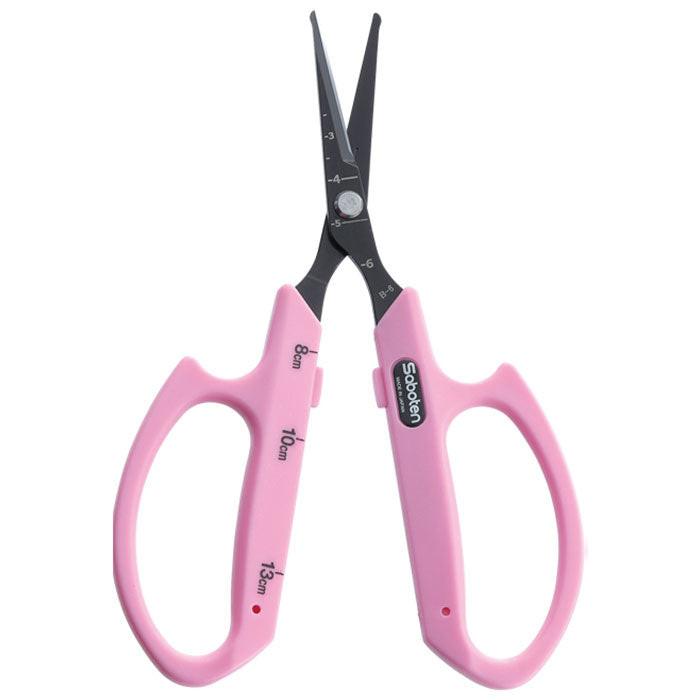 Saboten PT-4 Fluorine Coated Round Tip Angled Blade Trimming Scissors, Pink