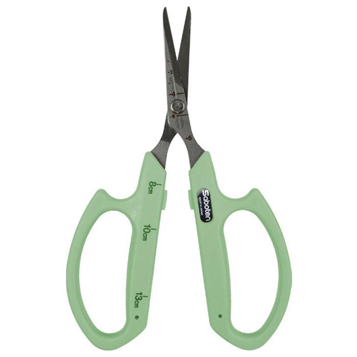 Saboten PT-13 Stainless Steel Angled Blade Trimming Scissors, Green
