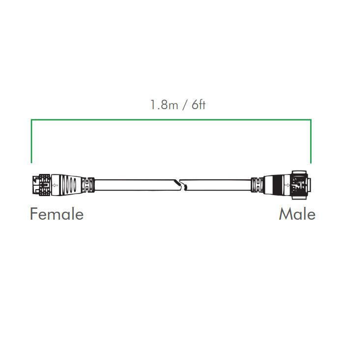 Iluminar Cable Logic Main-Line AC Extension Cable, 6 Feet, 120-480 Volt