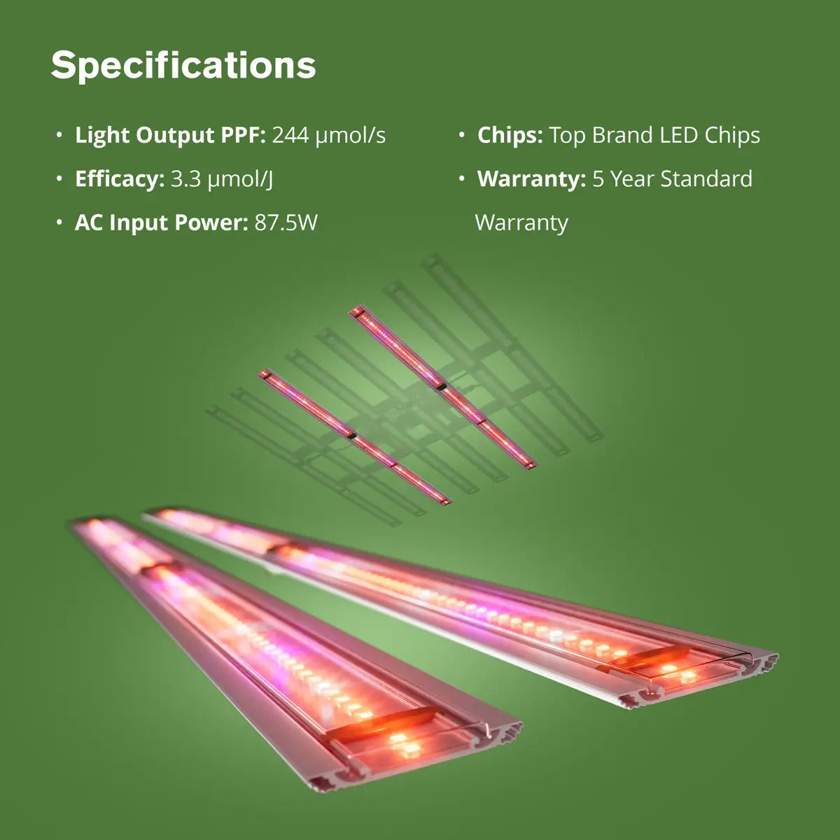 FloraFlex Far Red Retro Fit LED Grow Light Bar, Pack of 2