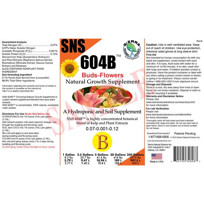 Sierra Natural Science 604B Flower Stimulator, 1 Gallon