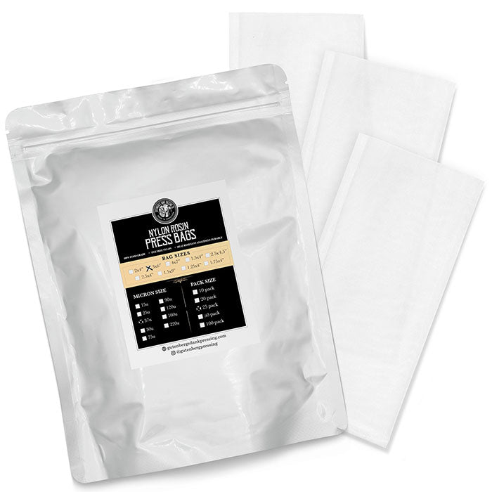 Gutenbergs Dank Pressing Co. 3" x 6" Rosin Bags, 37 Micron - Pack of 25