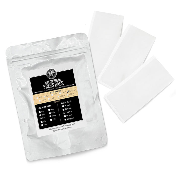 Gutenbergs Dank Pressing Co. 2.5" x 4.5" Rosin Bags, 37 Micron - Pack of 25