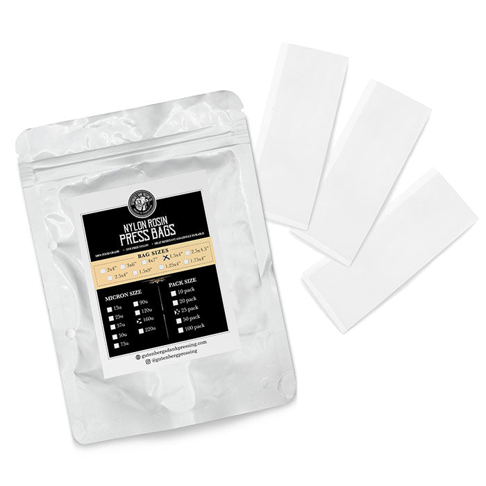 Gutenbergs Dank Pressing Co. 1.5" x 4" Rosin Bags, 160 Micron - Pack of 25