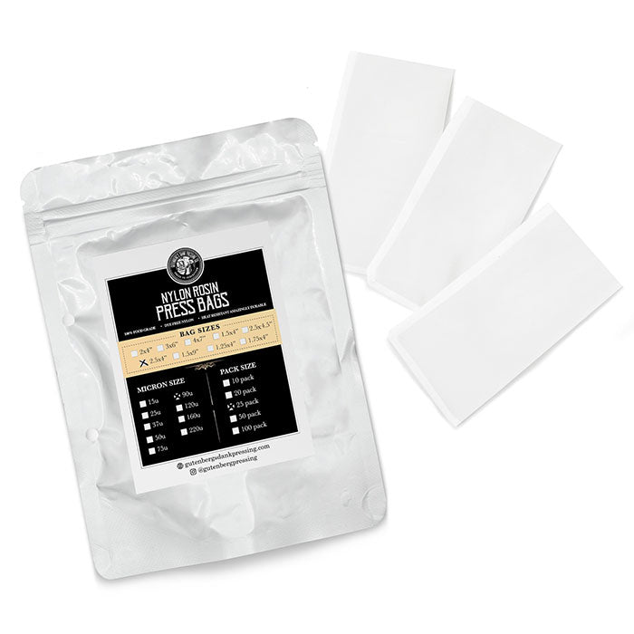 Gutenbergs Dank Pressing Co. 2.5" x 4" Rosin Bags, 75 Micron - Pack of 25
