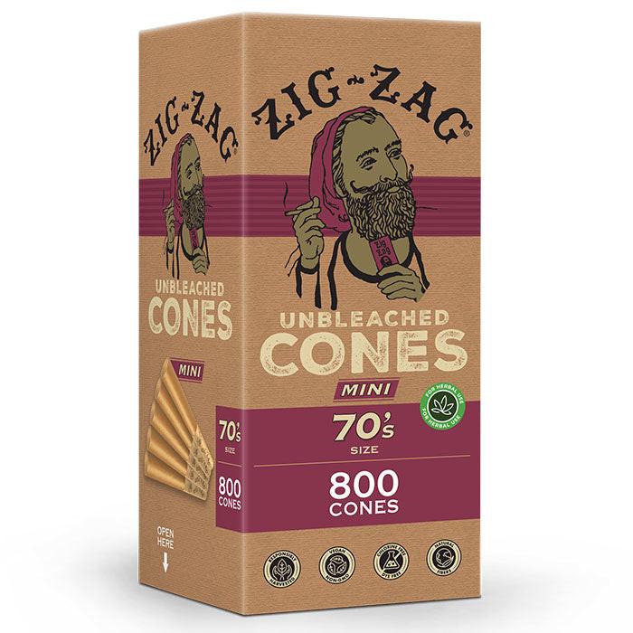 Zig-Zag 0.35 Gram 70's Unbleached Mini Cones - 900 Cone Carton - Case of 6 Cartons