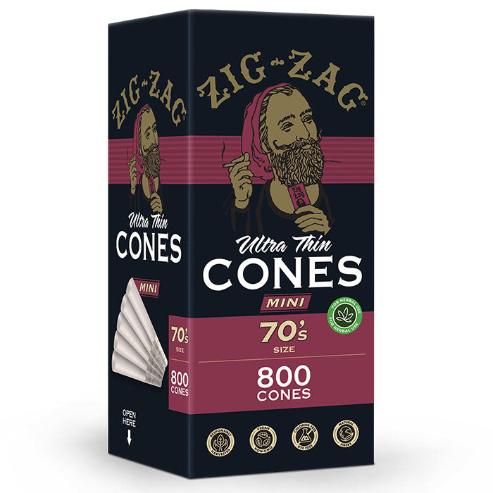 Zig-Zag 0.35 Gram 70's Ultra Thin Mini Cones - 900 Cone Carton - Case of 6 Cartons