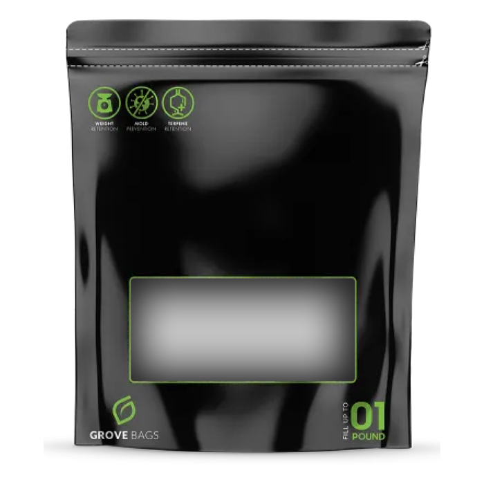 Grove Bags TerpLoc Storage Bags with Window Pouch, Black & Clear - 1 lb. - Pack of 10