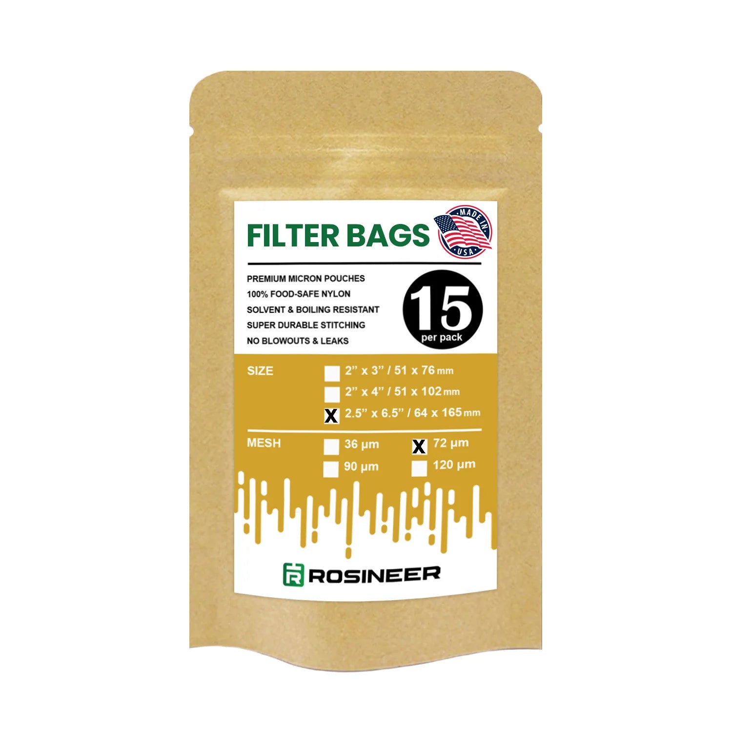 Rosineer Premium Filter Bags, 2.5" x 6.5"