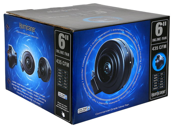 Hurricane 6" Inline Fan, 435 CFM