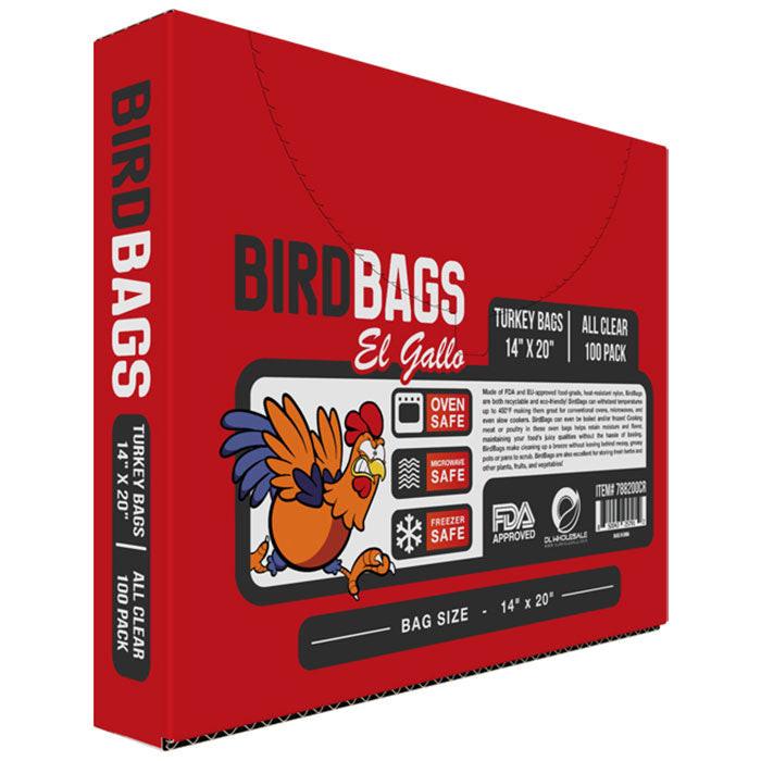 BirdBags EL Gallo Turkey Storage Bags, 2 Gallon Bags 14 Inch x 20 Inch, Clear - Pack of 100