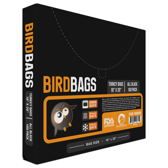 BirdBags Turkey Storage Bags, 3 Gallon Bags 18 Inch x 20 Inch, Black - Pack of 100