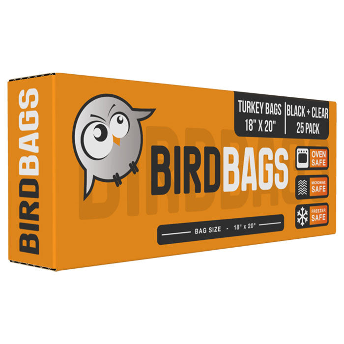 BirdBags Turkey Storage Bags, 3 Gallon Bags 18 Inch x 20 Inch, Black & Clear - Pack of 25