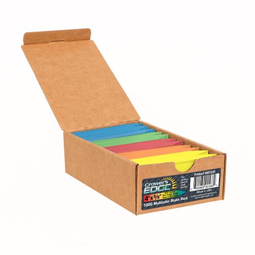 Grower's Edge Plant Stake Labels, Multi-Color Pack, 4" x 5/8", Case of 1000