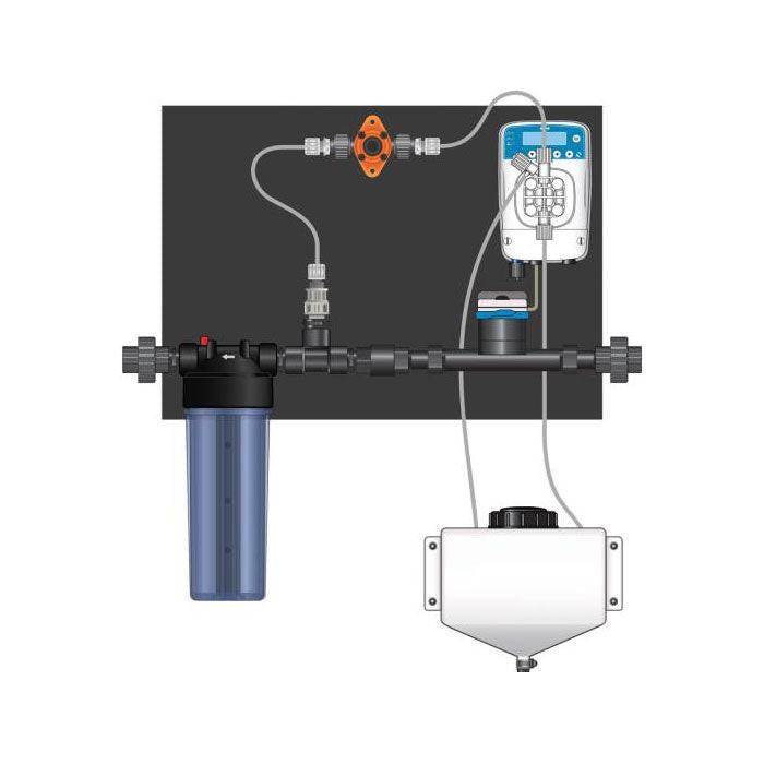 Dosatron Etatron eOne Micro-Dosing Pump, 3/4 Inch - Assembled Panel, Right to Left