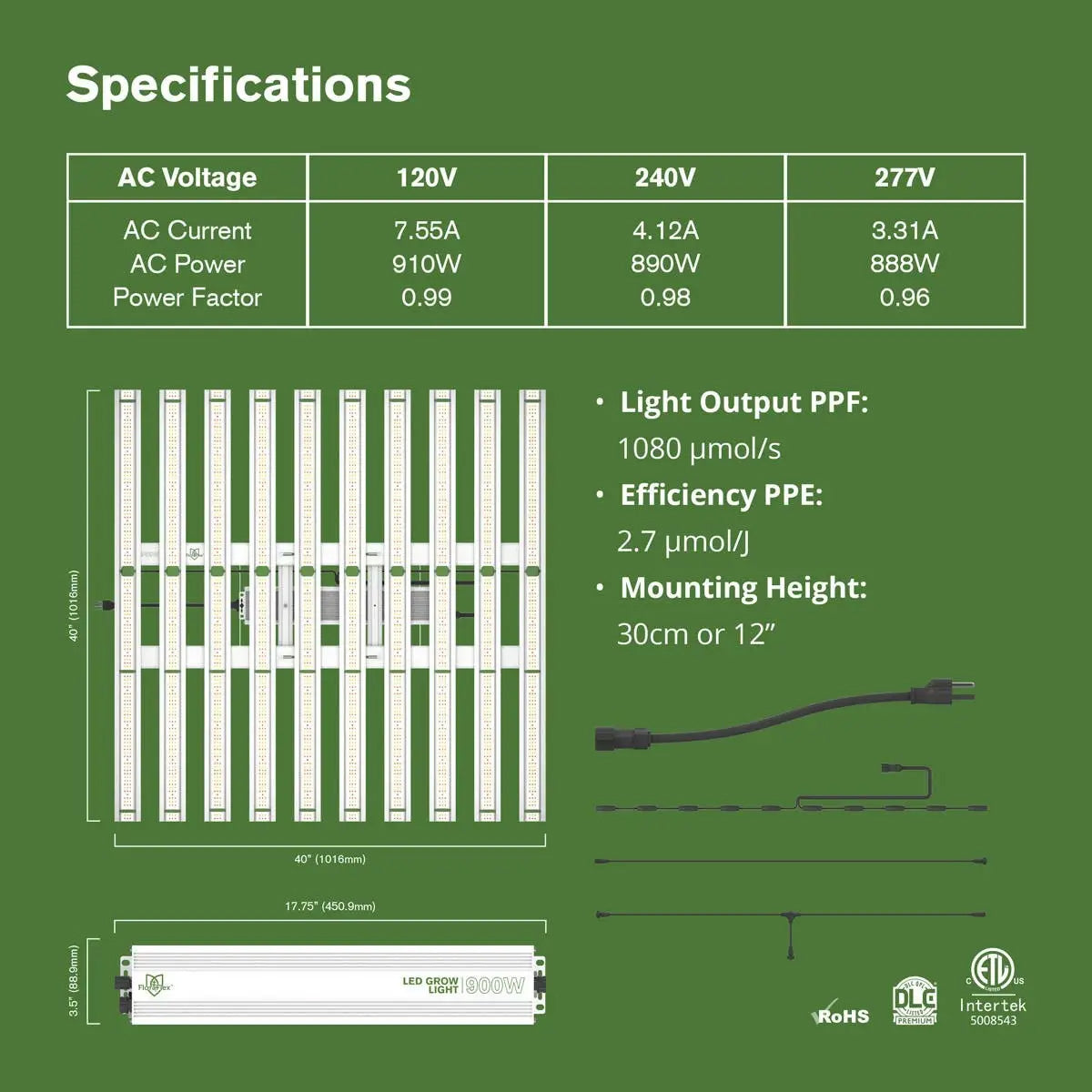 FloraFlex 900 Watt Full-Spectrum LED Grow Light