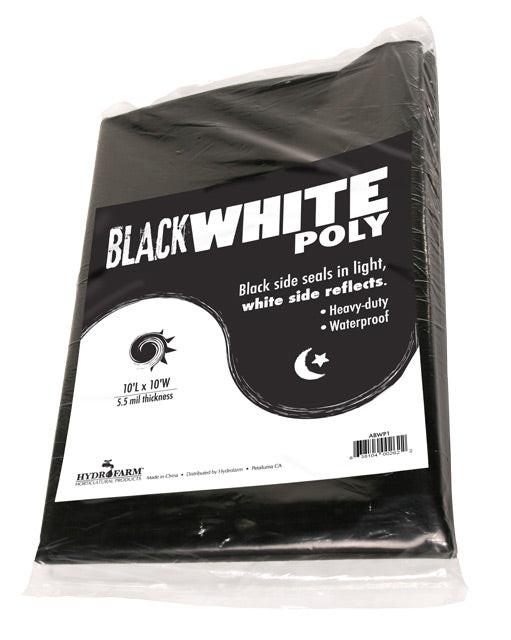 Hydrofarm Black & White Poly 10' x 10' , 5.5 mil