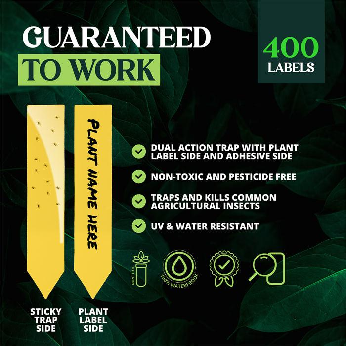 CatchMaster Dual Action Plant Label Sticky Trap, Pack of 400.